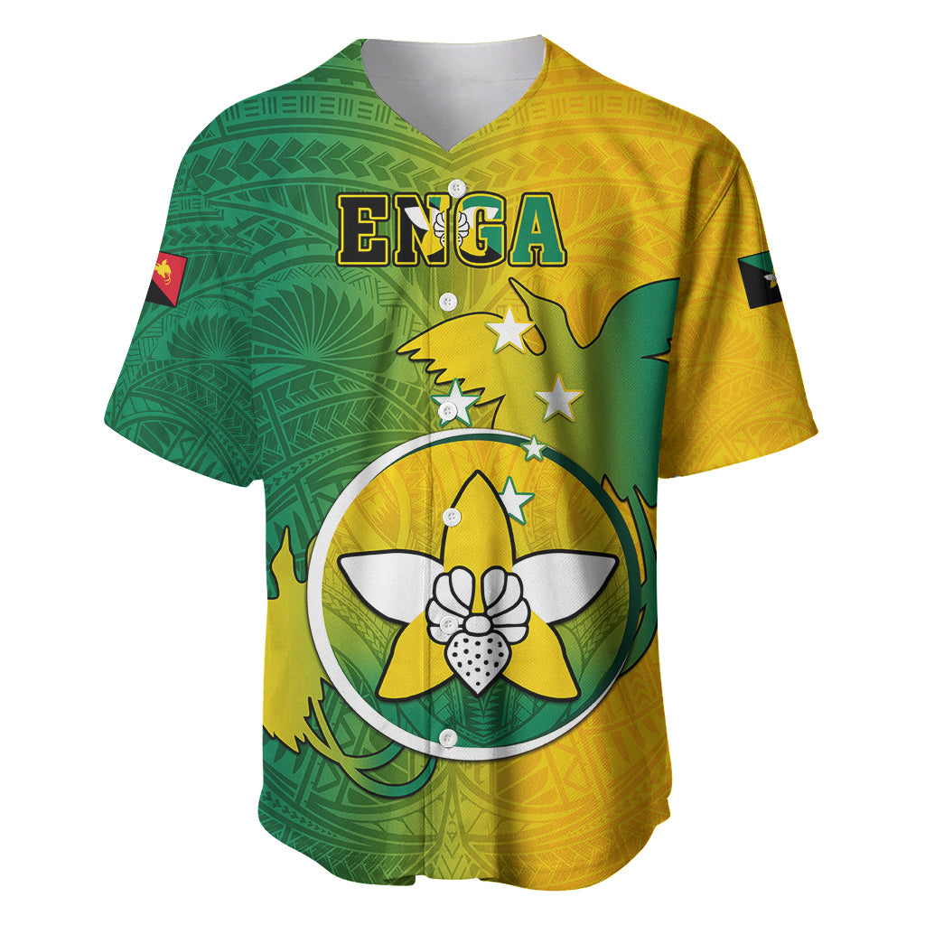 Papua New Guinea Enga Province Baseball Jersey Mix Coat Of Arms Polynesian Pattern LT05 Green - Polynesian Pride