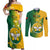Papua New Guinea Enga Province Couples Matching Off Shoulder Maxi Dress and Long Sleeve Button Shirts Mix Coat Of Arms Polynesian Pattern LT05 Green - Polynesian Pride