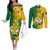 Papua New Guinea Enga Province Couples Matching Off The Shoulder Long Sleeve Dress and Long Sleeve Button Shirts Mix Coat Of Arms Polynesian Pattern LT05 Green - Polynesian Pride
