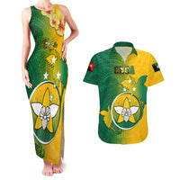 Personalized Papua New Guinea Enga Province Couples Matching Tank Maxi Dress and Hawaiian Shirt Mix Coat Of Arms Polynesian Pattern LT05 Green - Polynesian Pride