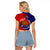 Papua New Guinea Central Province Raglan Cropped T Shirt Mix Coat Of Arms Polynesian Pattern LT05 - Polynesian Pride