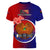 Papua New Guinea Central Province Women V Neck T Shirt Mix Coat Of Arms Polynesian Pattern LT05 - Polynesian Pride