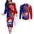 Personalized Papua New Guinea Central Province Couples Matching Off The Shoulder Long Sleeve Dress and Long Sleeve Button Shirts Mix Coat Of Arms Polynesian Pattern LT05 Blue - Polynesian Pride
