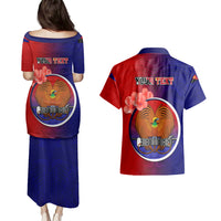 Personalized Papua New Guinea Central Province Couples Matching Puletasi Dress and Hawaiian Shirt Mix Coat Of Arms Polynesian Pattern LT05 - Polynesian Pride