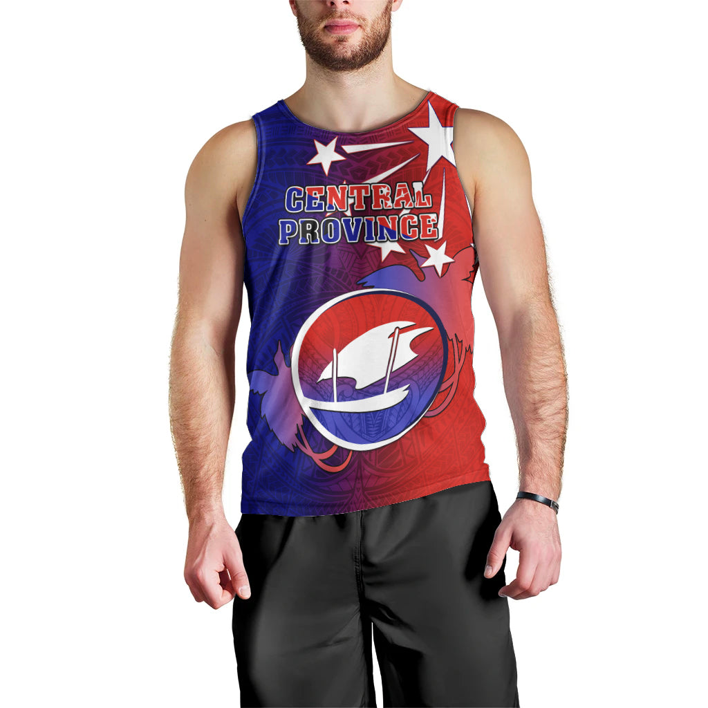 Personalized Papua New Guinea Central Province Men Tank Top Mix Coat Of Arms Polynesian Pattern LT05 - Polynesian Pride