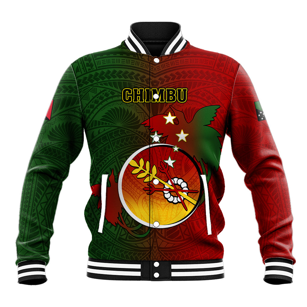 Papua New Guinea Chimbu Province Baseball Jacket Mix Coat Of Arms Polynesian Pattern LT05 Unisex Red - Polynesian Pride