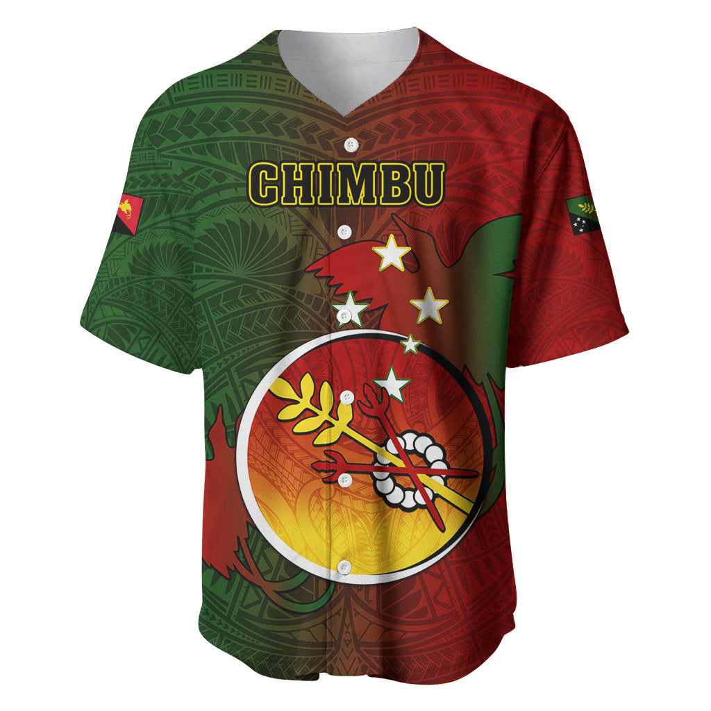 Papua New Guinea Chimbu Province Baseball Jersey Mix Coat Of Arms Polynesian Pattern LT05 Red - Polynesian Pride