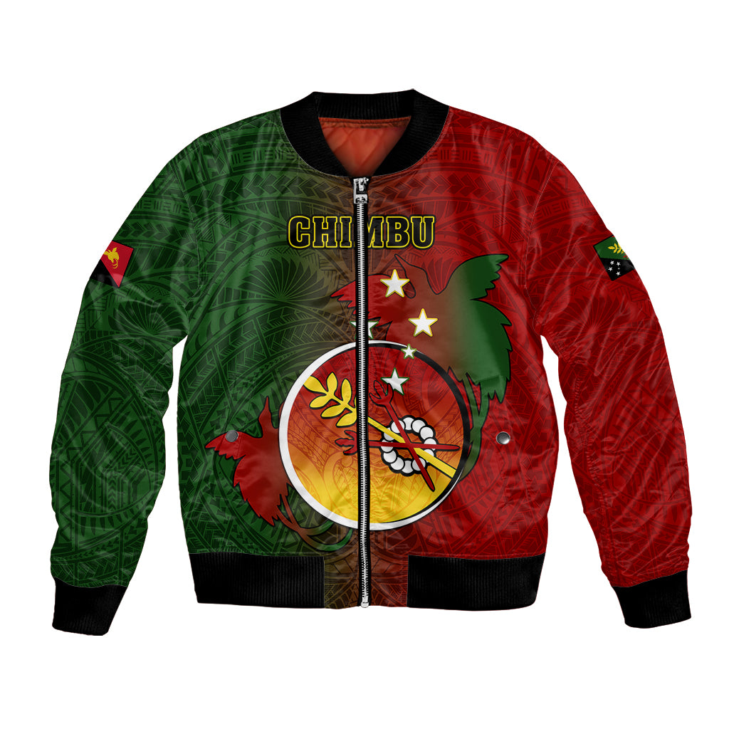 Papua New Guinea Chimbu Province Bomber Jacket Mix Coat Of Arms Polynesian Pattern LT05 Unisex Red - Polynesian Pride