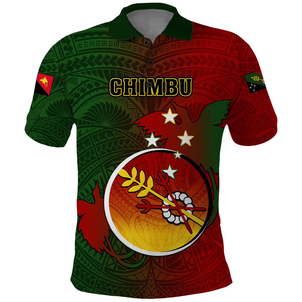 Papua New Guinea Chimbu Province Polo Shirt Mix Coat Of Arms Polynesian Pattern LT05 Red - Polynesian Pride