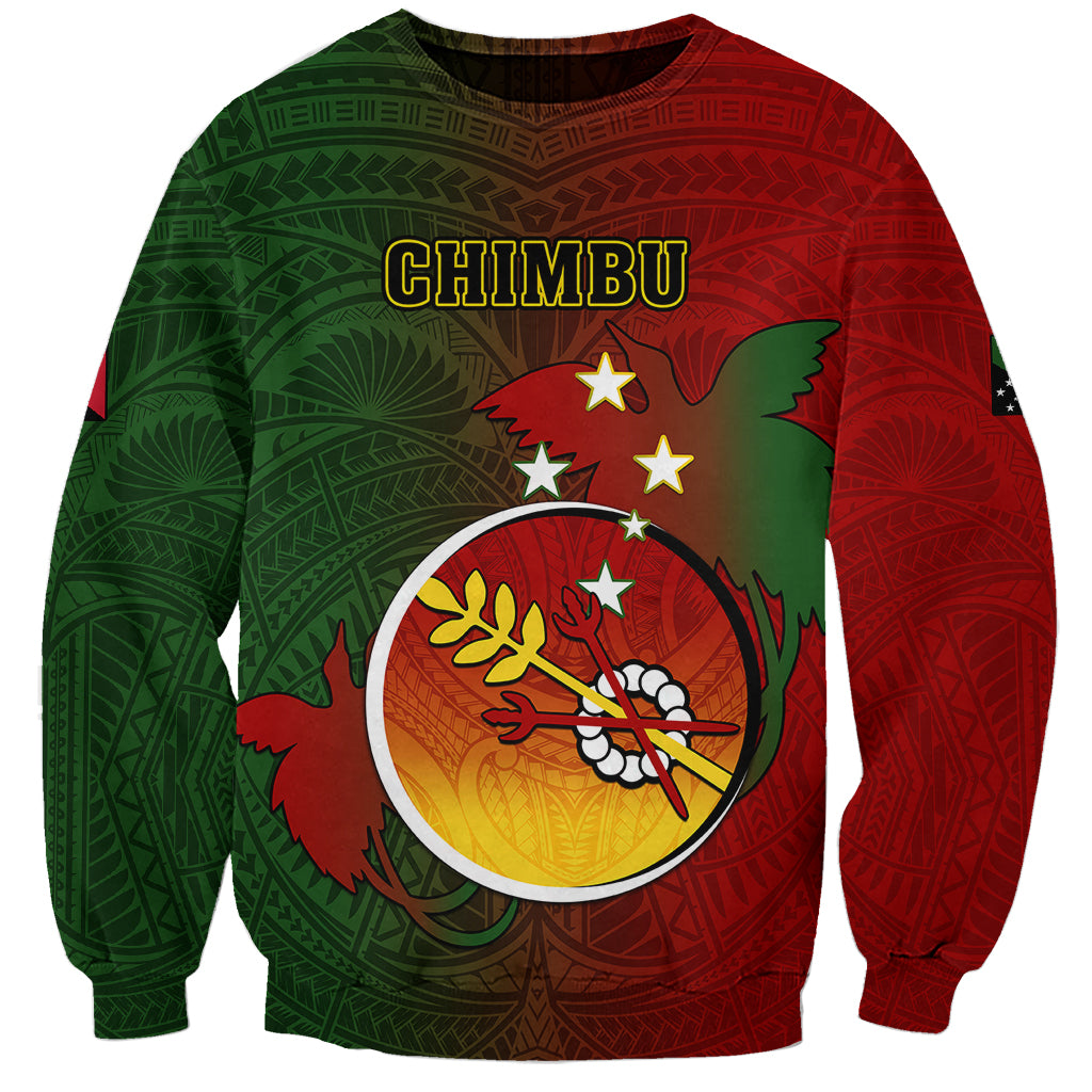 Papua New Guinea Chimbu Province Sweatshirt Mix Coat Of Arms Polynesian Pattern LT05 Unisex Red - Polynesian Pride