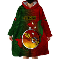 Papua New Guinea Chimbu Province Wearable Blanket Hoodie Mix Coat Of Arms Polynesian Pattern LT05 - Polynesian Pride