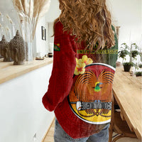 Papua New Guinea Chimbu Province Women Casual Shirt Mix Coat Of Arms Polynesian Pattern LT05 - Polynesian Pride