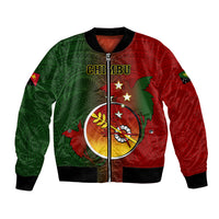 Personalized Papua New Guinea Chimbu Province Bomber Jacket Mix Coat Of Arms Polynesian Pattern LT05 Unisex Red - Polynesian Pride