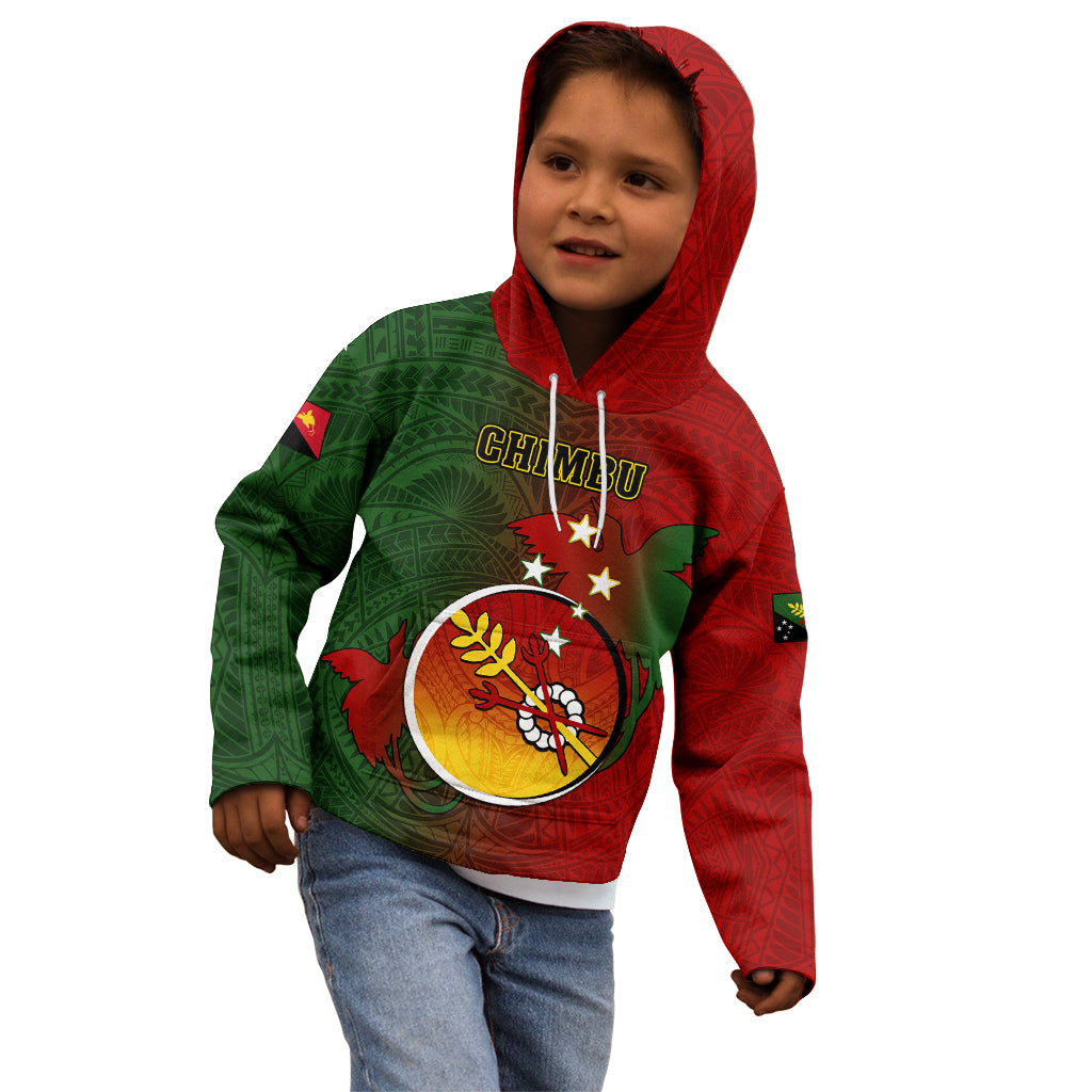 Personalized Papua New Guinea Chimbu Province Kid Hoodie Mix Coat Of Arms Polynesian Pattern LT05 - Polynesian Pride