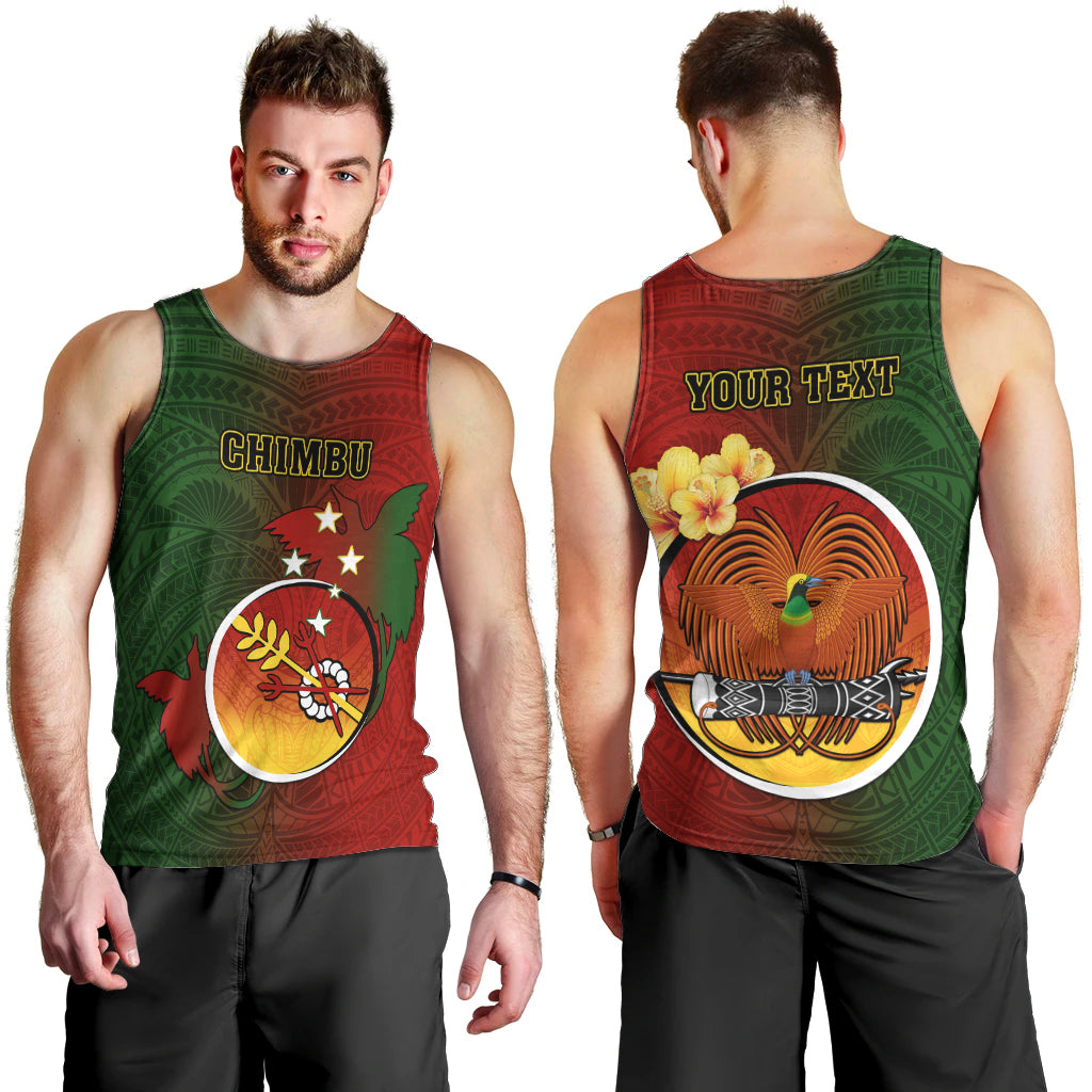Personalized Papua New Guinea Chimbu Province Men Tank Top Mix Coat Of Arms Polynesian Pattern LT05 - Polynesian Pride