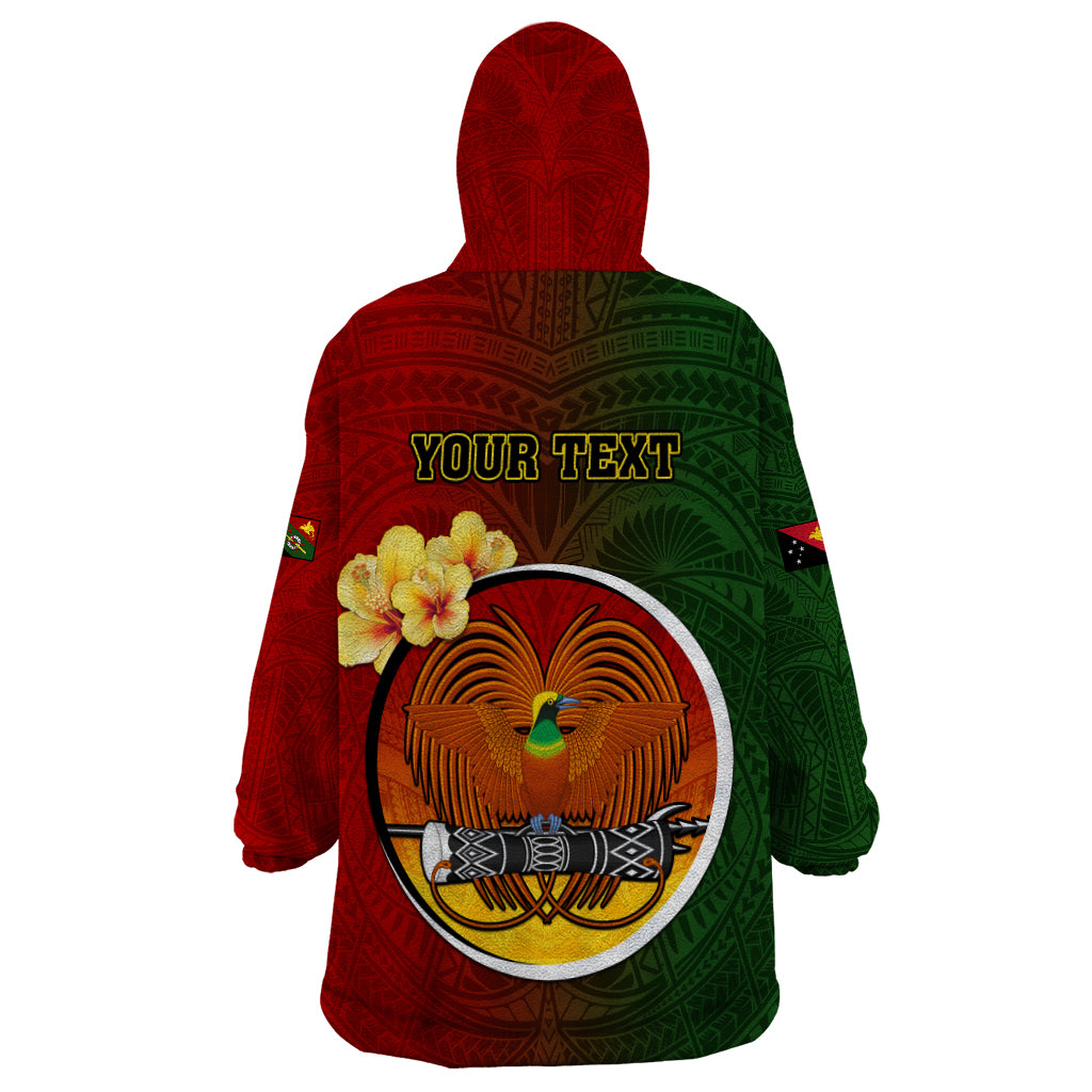 Personalized Papua New Guinea Chimbu Province Wearable Blanket Hoodie Mix Coat Of Arms Polynesian Pattern LT05 - Polynesian Pride