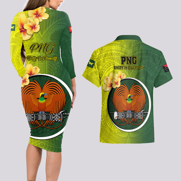 Papua New Guinea Oro Province Couples Matching Off Shoulder Maxi Dress and Hawaiian Shirt Mix Coat Of Arms Polynesian Pattern LT05 main image 0