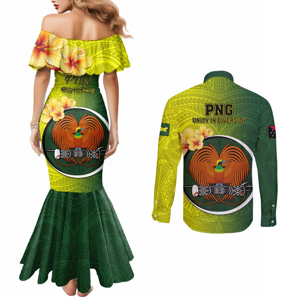 Papua New Guinea Oro Province Couples Matching Off Shoulder Maxi Dress and Hawaiian Shirt Mix Coat Of Arms Polynesian Pattern LT05 main image 1