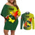 Papua New Guinea Oro Province Couples Matching Off Shoulder Short Dress and Long Sleeve Button Shirts Mix Coat Of Arms Polynesian Pattern LT05 Yellow - Polynesian Pride
