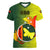 Papua New Guinea Oro Province Women V Neck T Shirt Mix Coat Of Arms Polynesian Pattern LT05 Female Yellow - Polynesian Pride