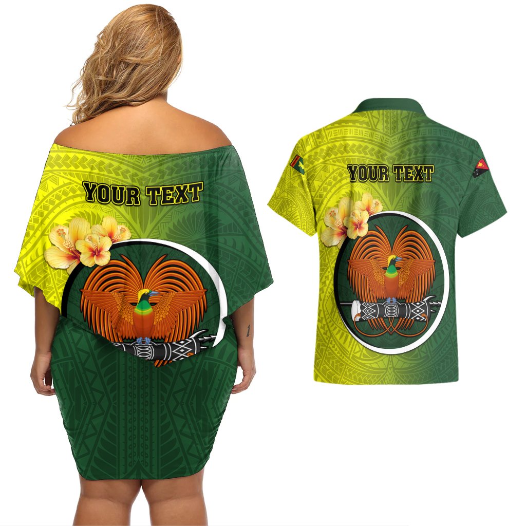 Personalized Papua New Guinea Oro Province Couples Matching Off Shoulder Short Dress and Hawaiian Shirt Mix Coat Of Arms Polynesian Pattern LT05 - Polynesian Pride