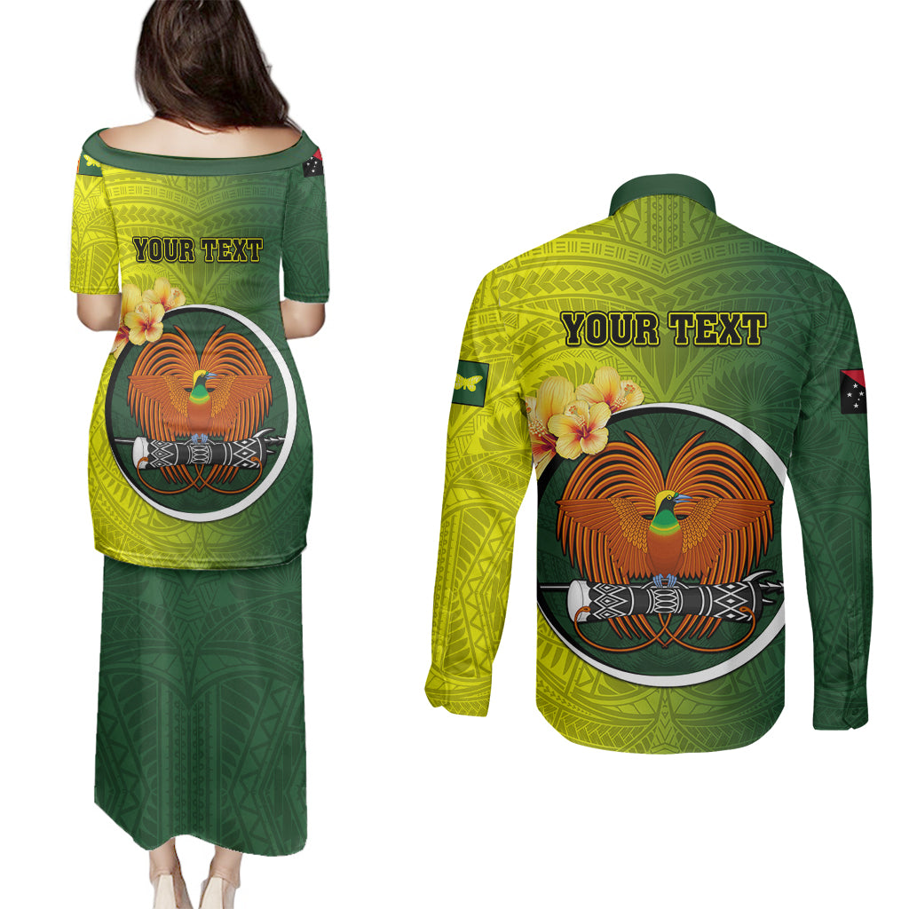 Personalized Papua New Guinea Oro Province Couples Matching Puletasi Dress and Long Sleeve Button Shirts Mix Coat Of Arms Polynesian Pattern LT05 - Polynesian Pride
