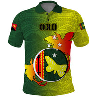 Personalized Papua New Guinea Oro Province Polo Shirt Mix Coat Of Arms Polynesian Pattern LT05 Yellow - Polynesian Pride