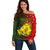 Papua New Guinea Eastern Highlands Province Off Shoulder Sweater Mix Coat Of Arms Polynesian Pattern LT05 Women Red - Polynesian Pride