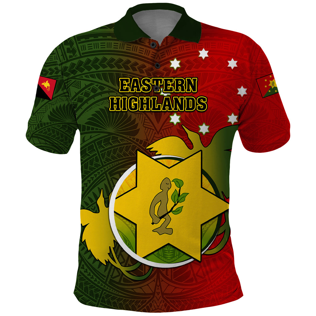 Papua New Guinea Eastern Highlands Province Polo Shirt Mix Coat Of Arms Polynesian Pattern LT05 Red - Polynesian Pride