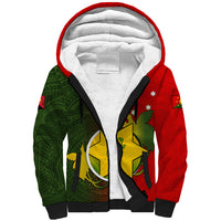 Papua New Guinea Eastern Highlands Province Sherpa Hoodie Mix Coat Of Arms Polynesian Pattern LT05 Unisex Red - Polynesian Pride