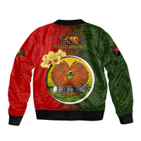 Papua New Guinea Eastern Highlands Province Sleeve Zip Bomber Jacket Mix Coat Of Arms Polynesian Pattern LT05 - Polynesian Pride