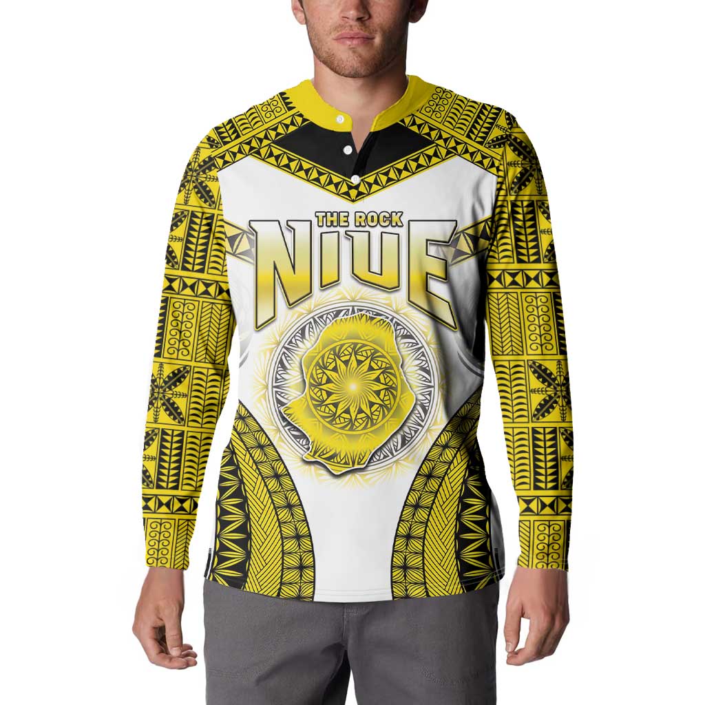 Personalised Niue The Rock Of Polynesia Button Sweatshirt Peniamina Gospel Day Yellow Version