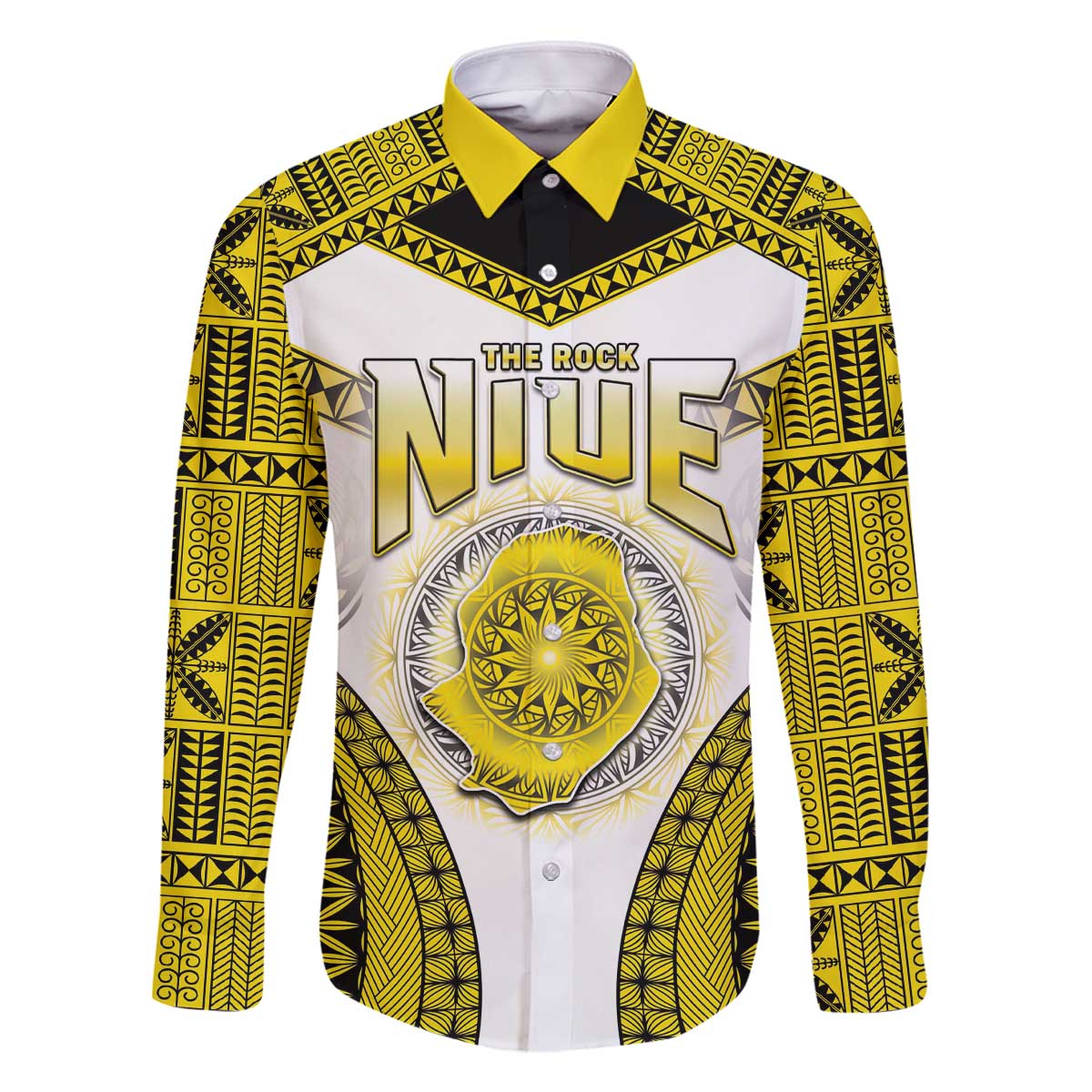 Personalised Niue The Rock Of Polynesia Family Matching Off Shoulder Short Dress and Hawaiian Shirt Peniamina Gospel Day Yellow Version