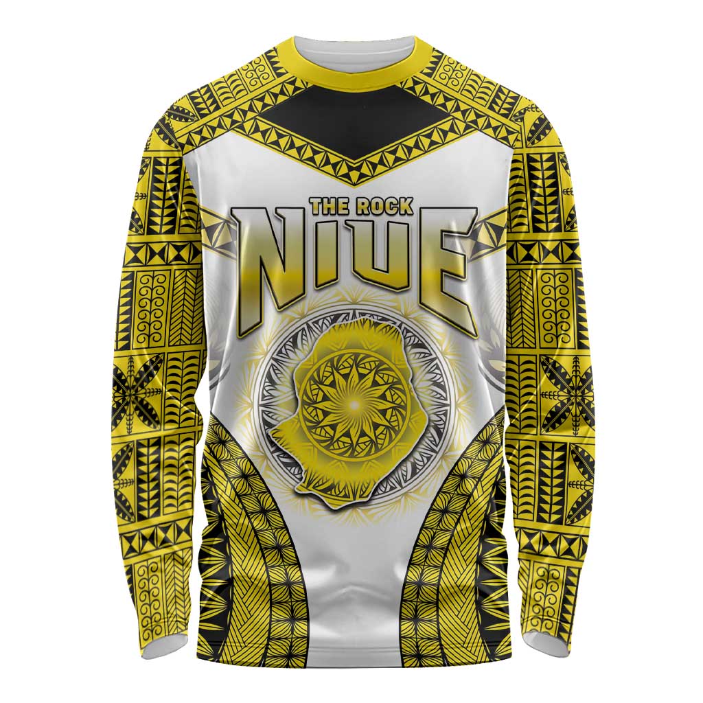 Personalised Niue The Rock Of Polynesia Long Sleeve Shirt Peniamina Gospel Day Yellow Version LT05 Unisex Yellow - Polynesian Pride