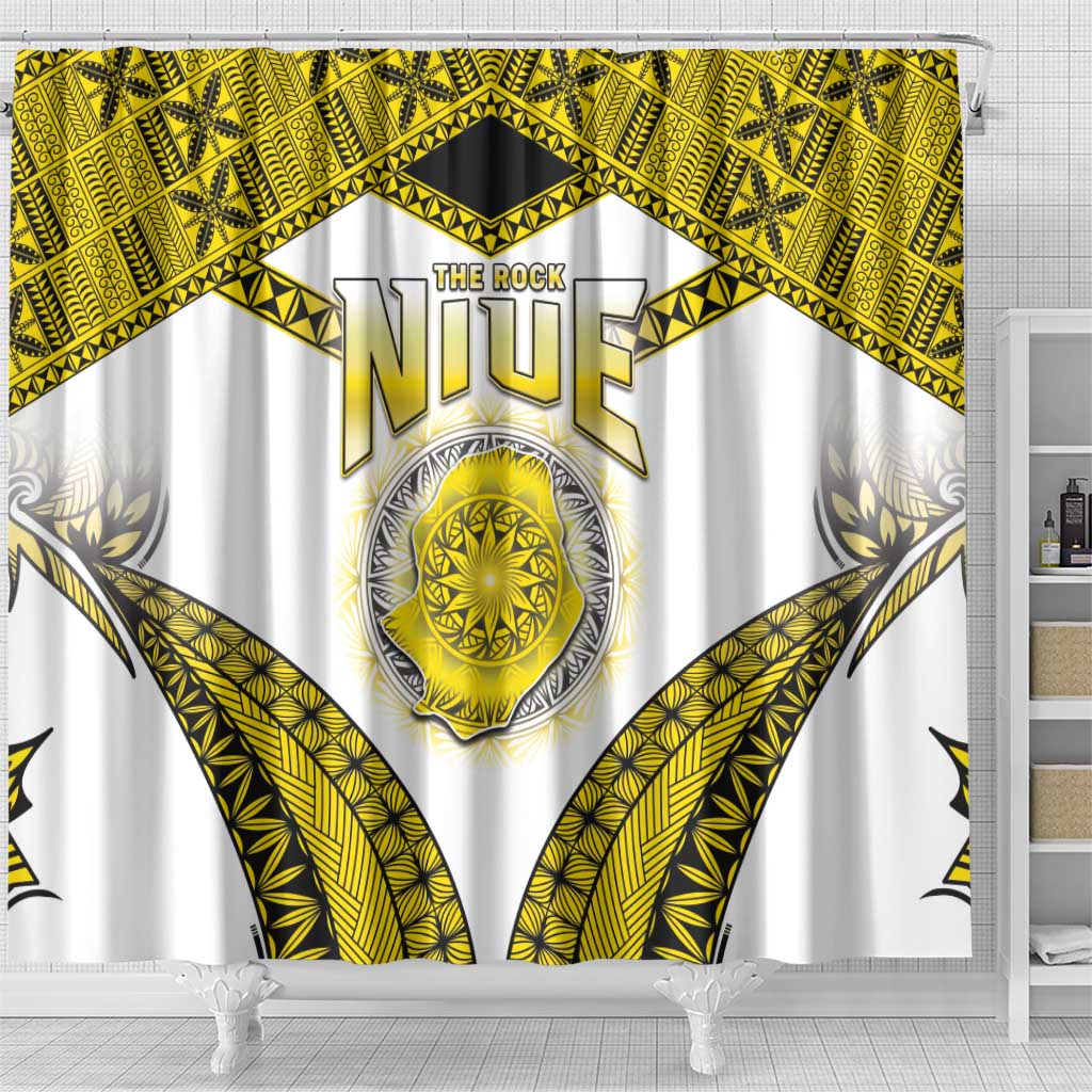 Niue The Rock Of Polynesia Shower Curtain Peniamina Gospel Day Yellow Version LT05 - Polynesian Pride