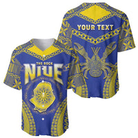 Personalised Niue The Rock Of Polynesia Baseball Jersey Peniamina Gospel Day Blue Version LT05 - Polynesian Pride