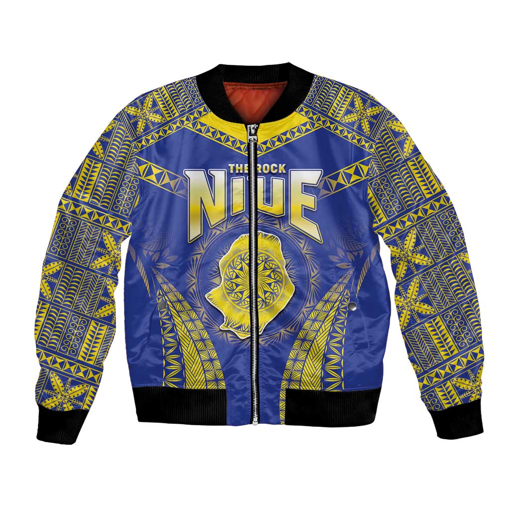 Personalised Niue The Rock Of Polynesia Bomber Jacket Peniamina Gospel Day Blue Version LT05 Unisex Blue - Polynesian Pride