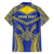 Personalised Niue The Rock Of Polynesia Family Matching Off Shoulder Short Dress and Hawaiian Shirt Peniamina Gospel Day Blue Version