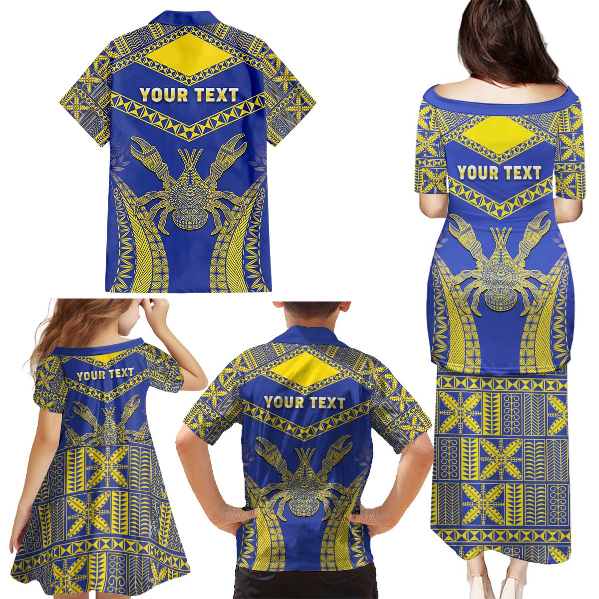 Personalised Niue The Rock Of Polynesia Family Matching Puletasi and Hawaiian Shirt Peniamina Gospel Day Blue Version