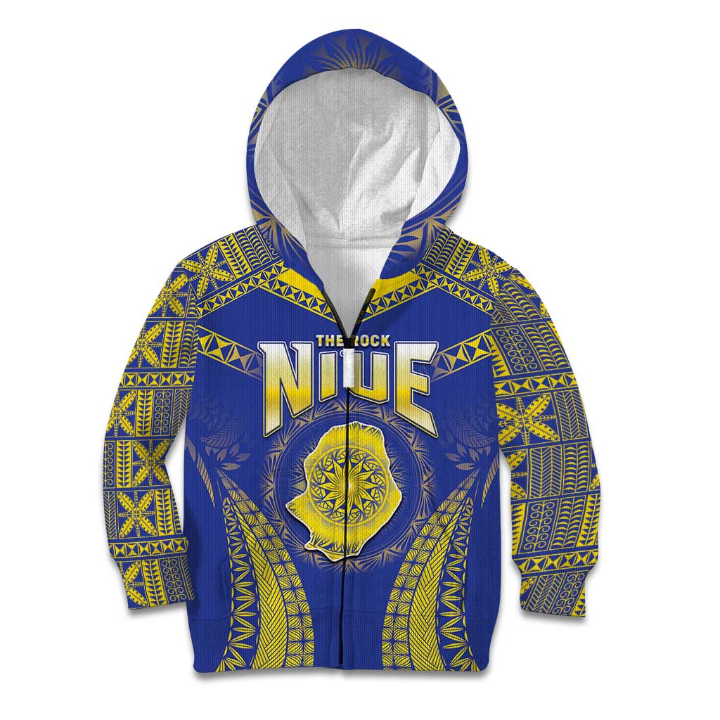 Personalised Niue The Rock Of Polynesia Kid Hoodie Peniamina Gospel Day Blue Version