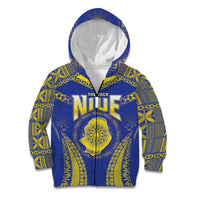 Personalised Niue The Rock Of Polynesia Kid Hoodie Peniamina Gospel Day Blue Version