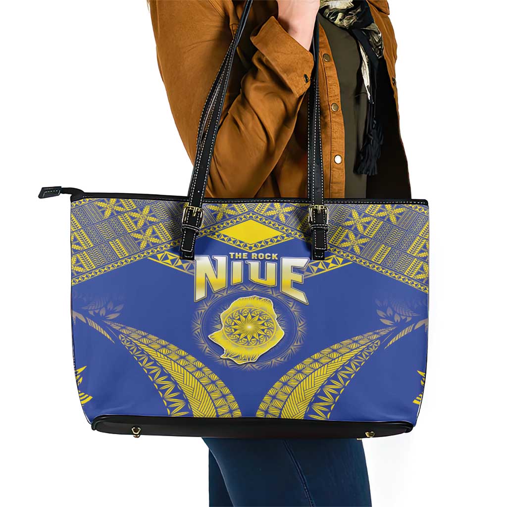 Niue The Rock Of Polynesia Leather Tote Bag Peniamina Gospel Day Blue Version