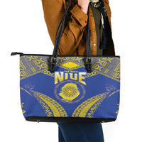 Niue The Rock Of Polynesia Leather Tote Bag Peniamina Gospel Day Blue Version