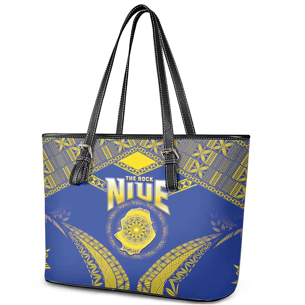 Niue The Rock Of Polynesia Leather Tote Bag Peniamina Gospel Day Blue Version
