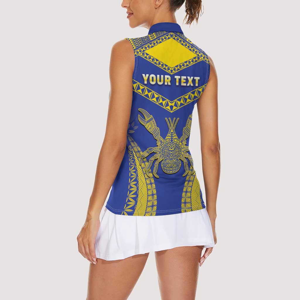 Personalised Niue The Rock Of Polynesia Women Sleeveless Polo Shirt Peniamina Gospel Day Blue Version