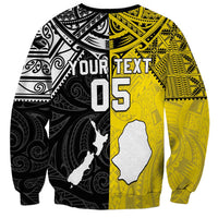 Custom New Zealand Maori And Niue Hiapo Sweatshirt Lizard And Coconut Crab Together
