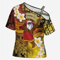 Papua New Guinea Retro Christmas Cross Shoulder Shirt Hamamas Krismas - Polynesian Pride