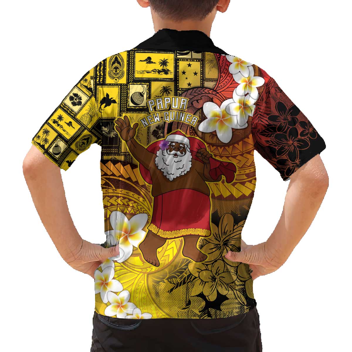 Papua New Guinea Retro Christmas Family Matching Off The Shoulder Long Sleeve Dress and Hawaiian Shirt Hamamas Krismas - Polynesian Pride