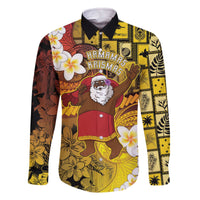 Papua New Guinea Retro Christmas Family Matching Off The Shoulder Long Sleeve Dress and Hawaiian Shirt Hamamas Krismas - Polynesian Pride