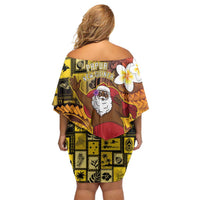 Papua New Guinea Retro Christmas Family Matching Off Shoulder Short Dress and Hawaiian Shirt Hamamas Krismas - Polynesian Pride